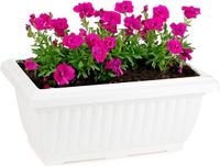 PLASTICFORTE Plantenpot/bloempot Windsor - buiten - kunststof - wit - L33 x B18 x H15 cm