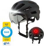 GOOFF RIDER Fietshelm met Vizier en Verlichting - Ebike Helm voor Volwassenen - Geschikt voor Elektrische Fiets en Racefiets - LED Licht - Dames en Heren - Zwart - L