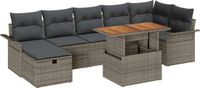 vidaXL Tuinbank Set 8-delig Grijs Polyrattan