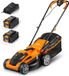 Tondeuse sans marque - Tondeuses à gazon électriques - Coupe-bordure - Coupe-herbe - avec bac de mulching 32L - Largeur de coupe 34cm - Hauteur de coupe sur 6 niveaux - 2 x 4000 mAh Batterie Lithium-ion - Chargeur - 24V - Noir&Orange