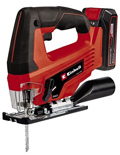 Einhell accu Decoupeerzaag TC-JS 18 Li (1x 2.5 Ah) Power X-Change (Li-ion, 18 V, pendelbeweging, afzuigadapter, incl. 1x 2.5 Ah accu, oplader en koffer)