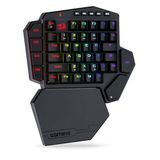 Redragon K585 DITI Draadloos mechanisch toetsenbord met één hand, 42 toetsen, 2,4 GHz RGB 40% gaming-toetsenbord met 7 geïntegreerde macrotoetsen, afneembare polssteun, 3000 mAh batterij (blauwe schakelaar)