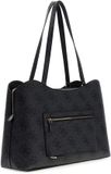 Guess Janie Logo Dames Schoudertas Print Goudkleurig Polyurethaan