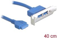 DeLOCK USB 3.0 19-pin - 2 x USB 3.0-A - 0,4 m - Blauw