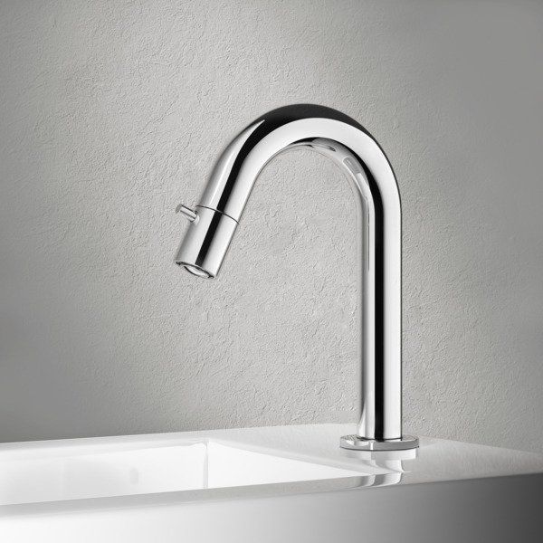 Hotbath Dude Fonteinkraan - Gebogen - 19.3 cm - Geborsteld Messing PVD