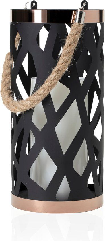 Pauleen Lantern Soul Lantaarn - Zwart/Wit - Metaal - Voor Buiten