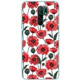 Xiaomi Redmi 9 Fleurs de pavot bedrukt siliconen hoesje