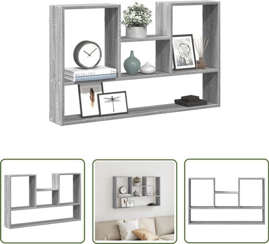 vidaXL Wandschap - 99x15x60 cm - Bewerkt Hout - Grijs Sonoma Eikenkleurig