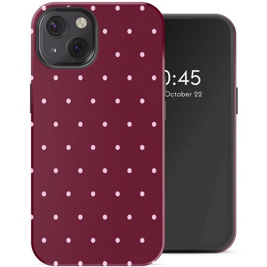 Selencia Hoesje - Geschikt voor Apple iPhone 13 - Backcover - Happy Dots Burgundy