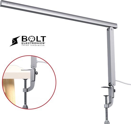 Bolt Electronics® Bolt Electronics IQ900BER LED Desk Lamp - Silver - Dimmable - Clamp Mount