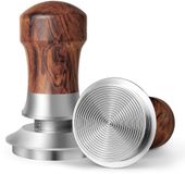 HOLIHOKY Tamper 51mm, veerbelaste koffietamper met 304 roestvrijstalen schroefdraadbasis, espressotamper met houten handvat