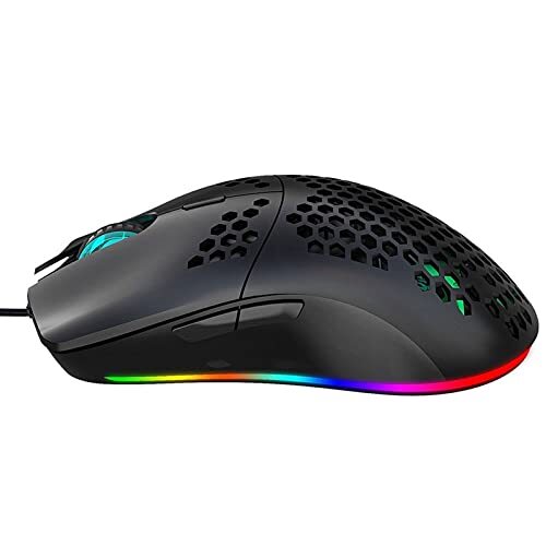 TWDYC Usb Wired Gaming Mouse Rgb Speler Muis met zes verstelbare Dpi Honingraat Hollow Ergonomisch Ontwerp, Geschikt voor Desktopcomputers en laptops (zwart)