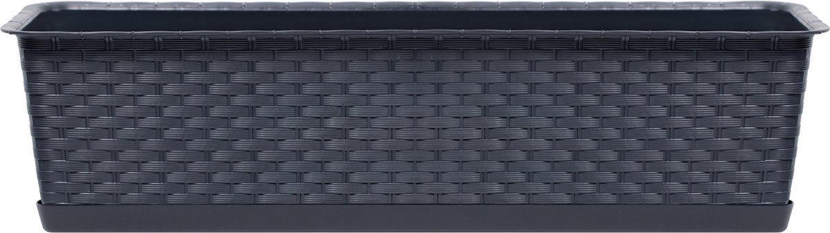 Prosperplast Ratolla Rotan Plantenbak - Antraciet Grijs - 8 Liter - 50 x 17 x 15 cm - Met Opvangschotel