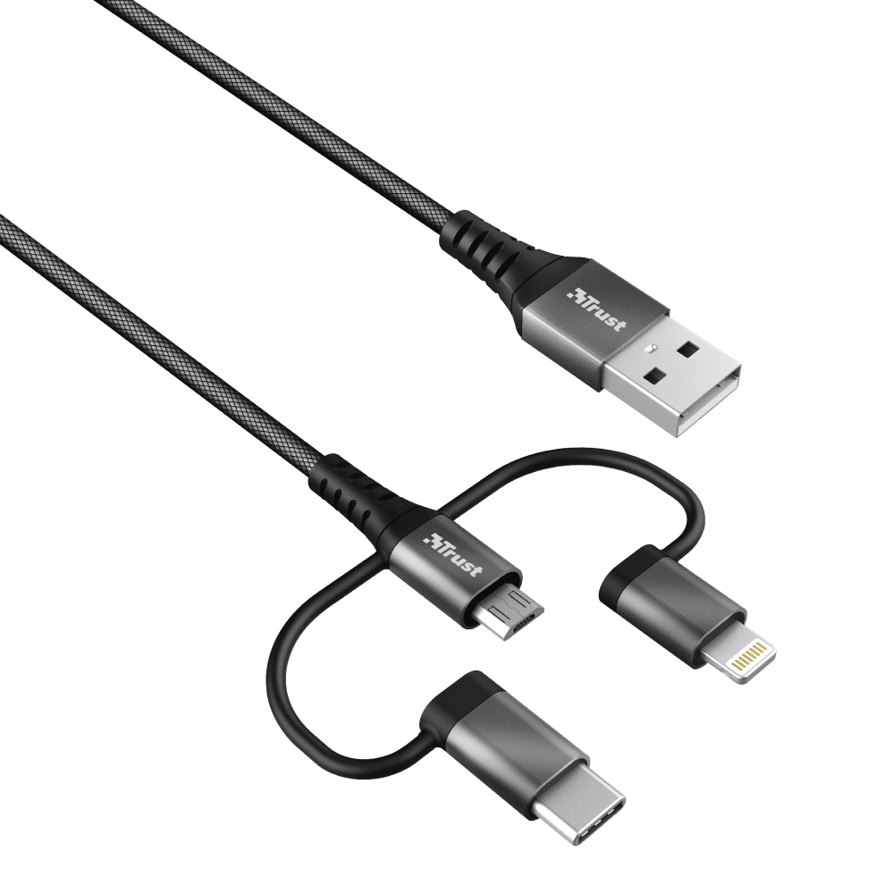 Trust Keyla - 3-in-1 USB Kabel - Extra Sterk - 1 Meter