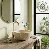 Differnz Boomer Lavabo - 21x12cm - rond - Marbre - Beige
