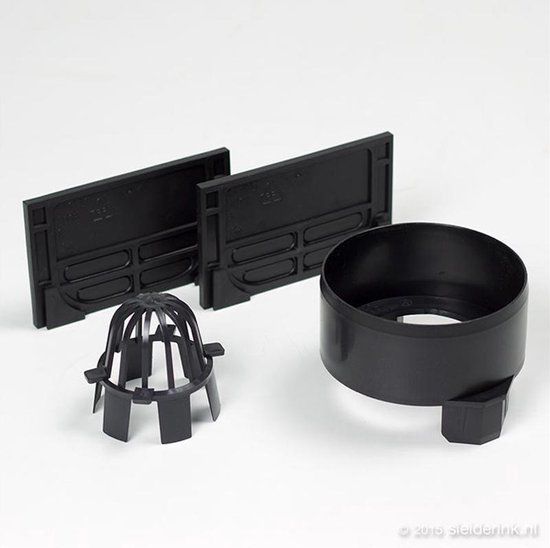 ACO Hexaline set eindplaten zwart onderuitloop en bladkorf