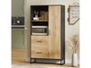 HOMCOM Meuble de cuisine, 2 tiroirs 1 placard 2 niches et étagères réglables, 88x35x160cm, noir et naturel