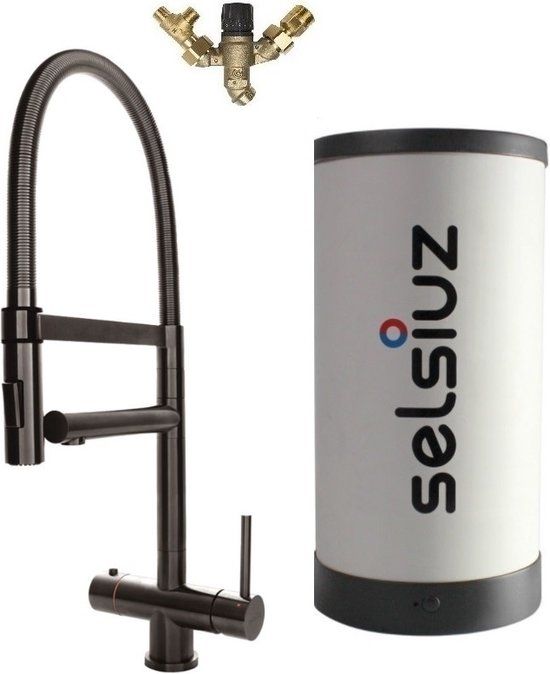 Selsiuz kranen Selsiuz XL Gun Metal Zwart met Combi (Extra) boiler - 350248