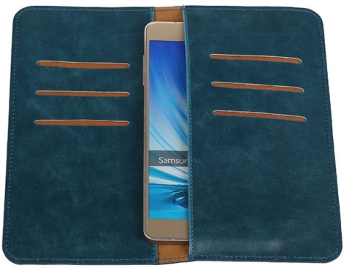 Best Cases Blauw Pull-up Large Pu portemonnee wallet voor Samsung Galaxy A7 2015