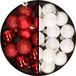 Kaemingk B.V. Boules de Noël 34x pc - 3 cm - rouge et blanc nacré - plastique