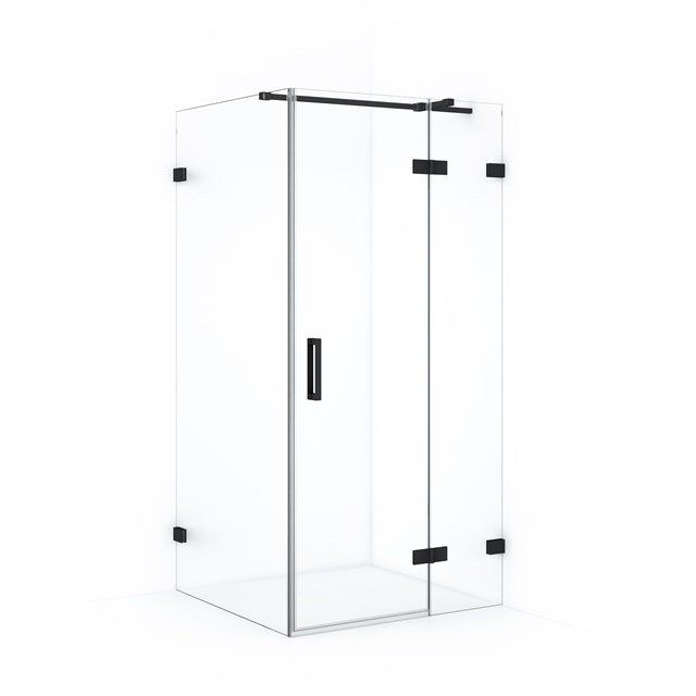 Maxaro Douchecabine Diamond 100x90cm 8mm Helder Veiligheidsglas Mat Zwart met Draaideur