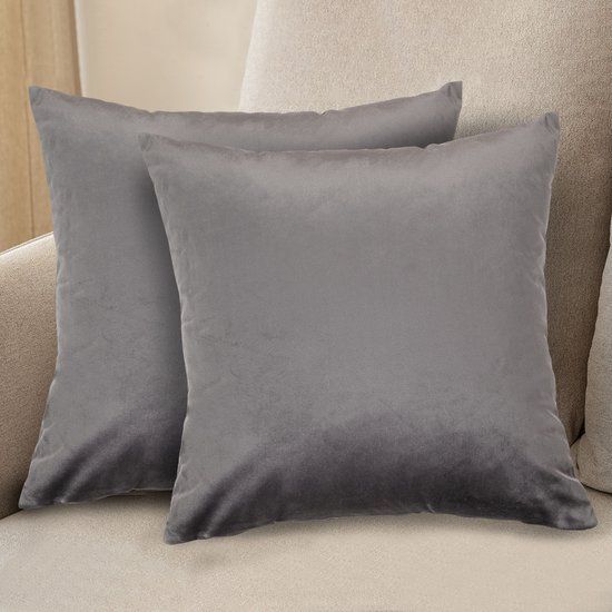 Komfortec Set van 2 Fluwelen Kussenslopen 45x45 cm - Antraciet