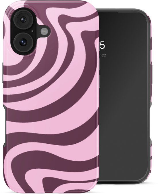 Selencia Hoesje - Geschikt voor Apple iPhone 17 - Backcover - Wavy Swirl Pink Plum