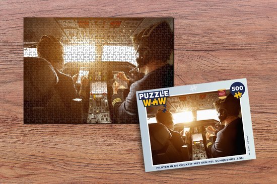 MuchoWow Puzzel Piloten in de cockpit met een fel schijnende zon - Legpuzzel - Puzzel 500 stukjes