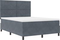 vidaXL LED Boxspringbed Donkergrijs 160 x 200 cm Fluweel