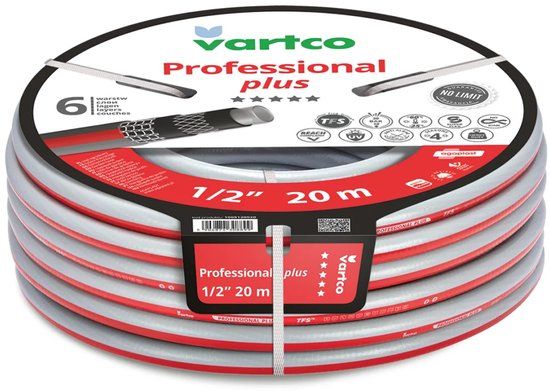 Vartco - 6-Ply Tuinslang 1/2" 20m | Anti Twist tuinslang | flexibele slang UV-bestendig 30 Bar
