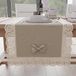 PETTI Artigiani Italiani - Tafelloper, katoen met Sangallo-kant en strikken, 40 x 140 cm, Beige