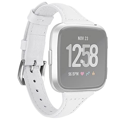 By Qubix Qubix - compatible met Fitbit Versa 1/2 & Lite bandje TPU leer - Wit