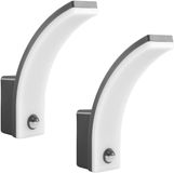 Maclean - 2 stuks LED Buitenlamp Wandlamp met PIR Bewegingssensor - 20W - IP65 - 2000lm - 4000K - Grijs