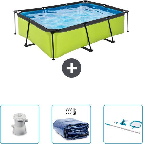 EXIT Rechthoekig Lime Frame Zwembad - 220 x 150 x 65 cm - Groen