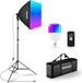 NEEWER RGB softbox lichtkit met app control en 9 effectmodi, 24 W led-gloeilamp CRI93+ TLCI98+, E27 porseleinen sokkel, 61 cm softbox, voor studio-fotografie, NK800