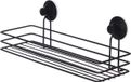 Berilo douche/badkamerrekje - met ruim compartiment - zwart - B35 x H13 cm - rvs draad metaal - met zuignappen