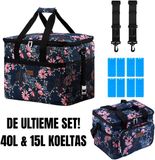 Packaway 40L Koeltas Japanese flower – Inclusief 15L Lunchtas Japanese flower en 8 Koelelementen