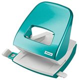 Petrus 624327 Kantoorboormachine met geleiderail en formatmarkeringen, geperforeerd 30 vel, metaal, WOW-serie, turquoise