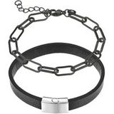 Marc Lauder Bracelet cuir véritable/acier inoxydable