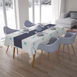 Bonamaison Tafelkleed, Anti-Mold, Sneldrogend, Waterdicht, 100% Polyester Tafellaken, Turkoois, wit, 140 x 200 Cm
