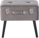 Beliani MALLARD Hocker - Gris - Velours - Rétro et Vintage - Avec rangement