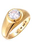 KUZZOI Ring Heren Unisex Zirkonia Kristallen Wit 925 Sterling Zilver