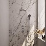 Brauer Brushed Edition Thermostatische Regendoucheset Inbouw - Hoofddouche 30 cm - Gebogen Wandarm - Handdouche 3 Standen - Doucheslang - Geintegreerde Glijstang - Rvs