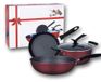 Rouge Set de ustensiles de cuisine de 3 pièces pour cuisinière à gaz et électrique