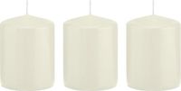 Trend Candles Bougie cylindrique/bougie tronc - 3x - blanc ivoire - 6 x 8 cm - 29 heures de combustion