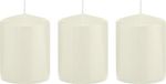 Trend Candles Bougie cylindrique/bougie tronc - 3x - blanc ivoire - 6 x 8 cm - 29 heures de combustion