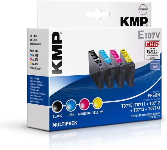 KMP E107V Inktcartridge 4 stuk(s) Zwart, Cyaan, Magenta, Geel