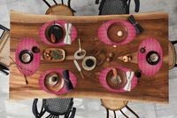 Merkloos Ovale placemats - Modernisme - Bloemen - Kunst - Roze - Mucha - 6 stuks