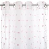 Atmosphera Gordijn Met Pompom - Wit - Roze - 140 x 240 cm