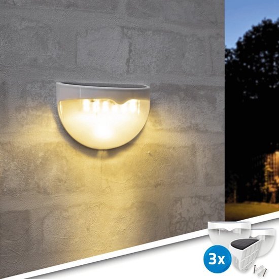 LedKoning Solar wandlamp 'Druppel' - Voordeelset 3 stuks - Schemersensor - Wandlamp op zonne-energie